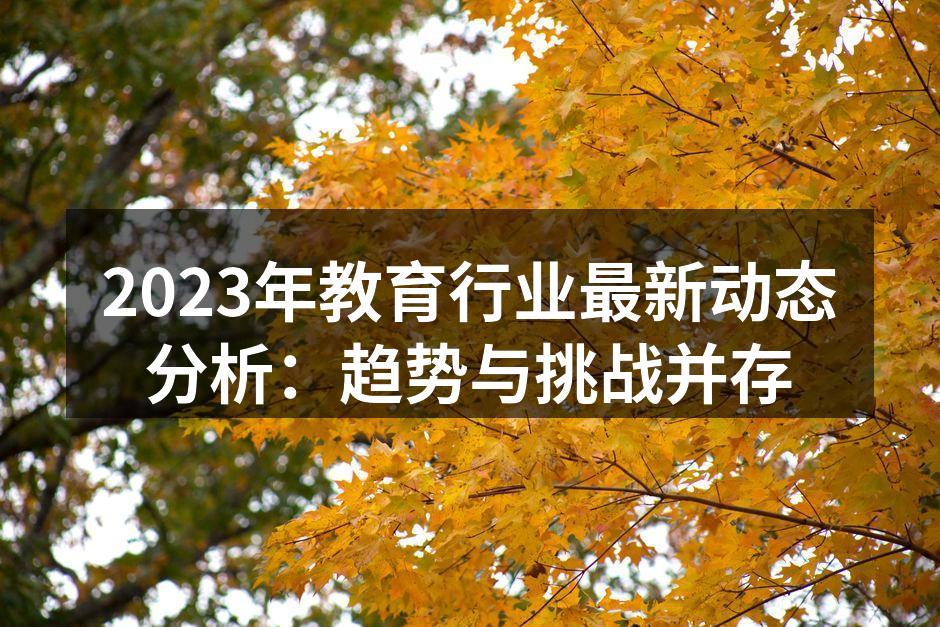 2023年教育行业最新动态分析：趋势与挑战并存